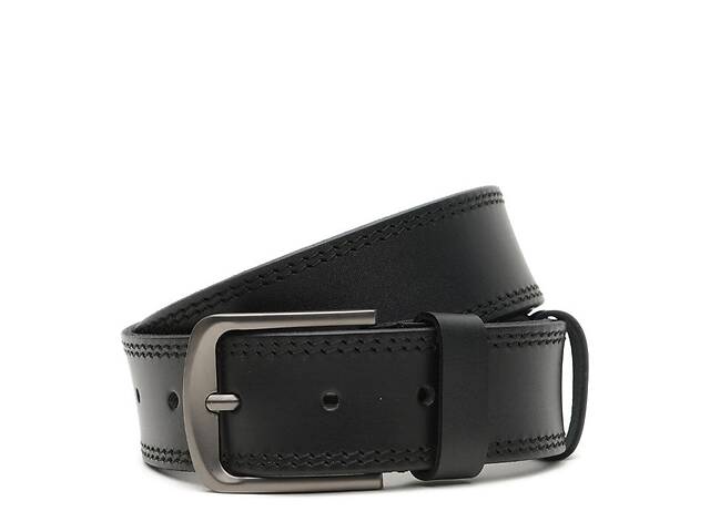 Широкий Мужской кожаный ремень 4,5 см V1125GX23-black Borsa Leather