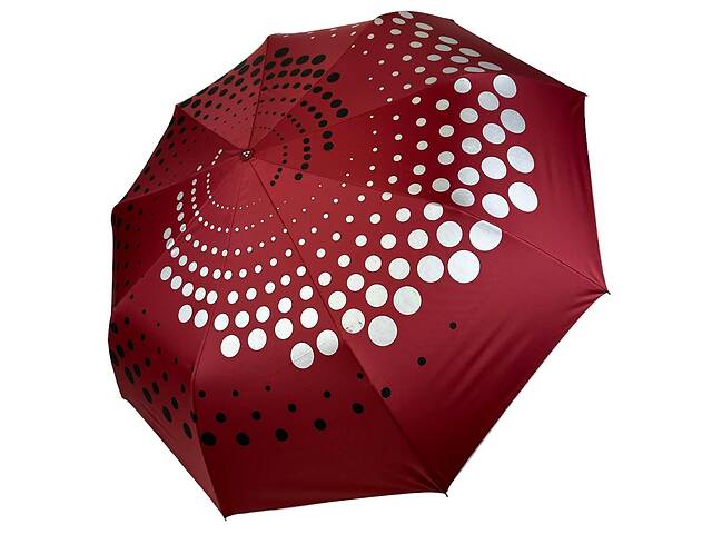 Складной зонт полуавтомат с абстрактным принтом от Серебряный дождь антиветер бордовый 022-309-2