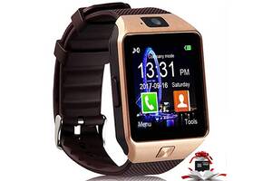 Смарт-годинник Uwatch Smart Watch DZ09 розумний годинник з функціями фітнес браслета Золотий + карта пам'яті 16Гб