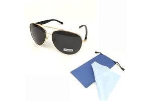 Солнцезащитные очки-авиаторы Matrix Classic в золотой оправе с черной линзой
