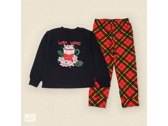 Спальный детский комплект Dexter`s со штанами в клетку warm wishes 128 см черный красный (131542268443)