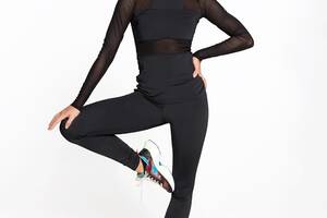 Спортивная женская кофта рашгард Designed for Fitness Crazy Basic Black M черный/прозрачный