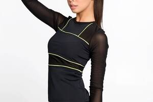 Спортивная женская кофта рашгард Designed for Fitness Crazy Basic Lemon S черный/прозрачный