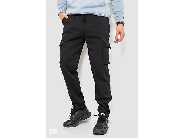 Спортивные штаны мужские карго на флисе черный 241R0651 Ager L