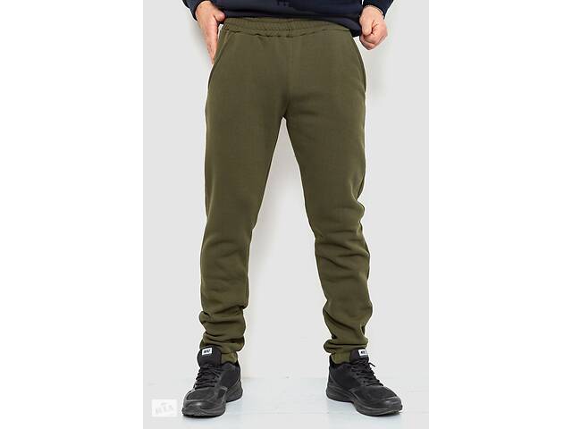 Спортивные штаны мужские на флисе однотонные темно-зеленый 190R236 Ager M