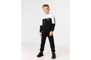 Спортивний костюм на хлопчика зріст 110-140 см колір чорний з білим SKL90-321928