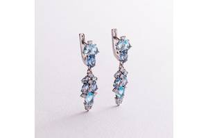 Серебряные серьги с кварцом и фианитами 2950/9р-QLBQS Оникс