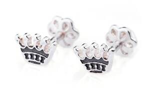 Серебряные серьги-гвоздики Корона с чернением 121887 Оникс