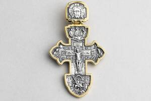 Серебряный крест (чернение, позолота) 132729 Оникс