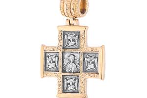 Серебряный крест «Господь Вседержитель. Великомученик Пантелеимон со сценами жития» 132302 Оникс