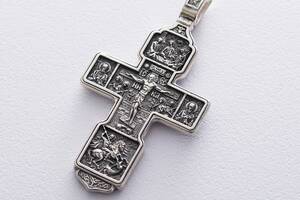 Серебряный крест с чернением 132694 Оникс