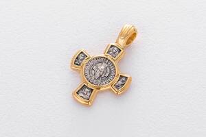 Серебряный крест с позолотой ''Спас. Касперовская икона Божией Матери'' 132444 Оникс
