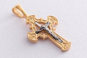 Серебряный крест Распятие с позолотой 132352 Оникс