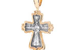 Серебряный крест Распятие с позолотой 132406 Оникс