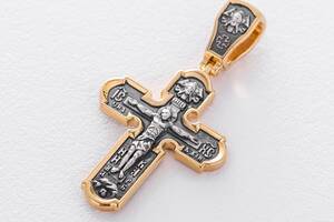 Серебряный крест Распятие с позолотой 132472 Оникс