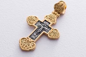 Серебряный крест Распятие Христово. Ангел Хранитель 132961 Оникс