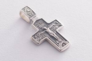 Серебряный крест Распятие Христово. Деисус (чернение) 132991 Оникс