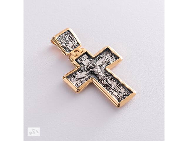 Срібний хрестик із позолотою Розп'яття 131930 Онікс