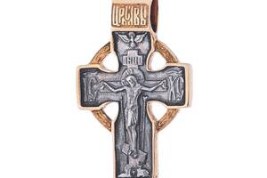 Серебряный крестик с позолотой Кельтский 131795 Оникс