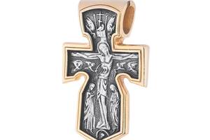 Серебряный крестик с позолотой и чернением 132391 Оникс