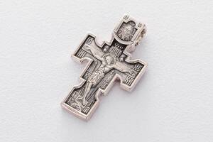 Серебряный православный крест Архангел Михаил. Казанская икона Божией Матери 131016 Оникс
