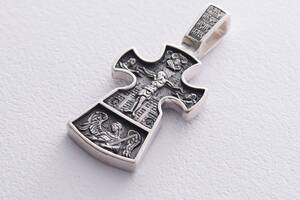 Серебряный православный крест (чернение) Распятие. Благоразумный разбойник 13601 Оникс