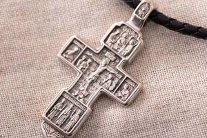 Серебряный православный крест с чернением 13087 Оникс