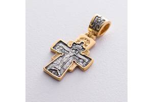 Серебряный православный крест с позолотой Господь Вседержитель. Икона Божией Матери Семистрельная 132386 Оникс