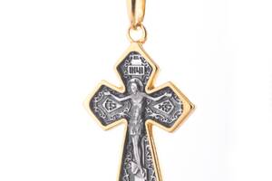 Серебряный православный крест с позолотой Распятие 132424 Оникс