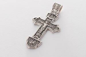 Серебряный православный крест Распятие Христово. Деисус. Троица 132733 Оникс
