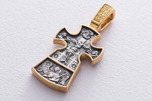 Серебряный православный крест Распятие. Благоразумный разбойник 132399 Оникс