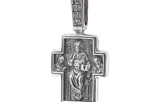 Серебряный православный крестик с чернением Господь Вседержитель. Илия пророк в пустыне 13660 Оникс