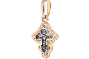 Серебряный православный крестик с позолотой 131754 Оникс