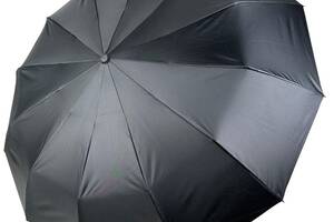 Стильный мужской складной зонт-автомат на 12 двойных спиц с прямой ручкой от Feeling Rain черный 02312-1
