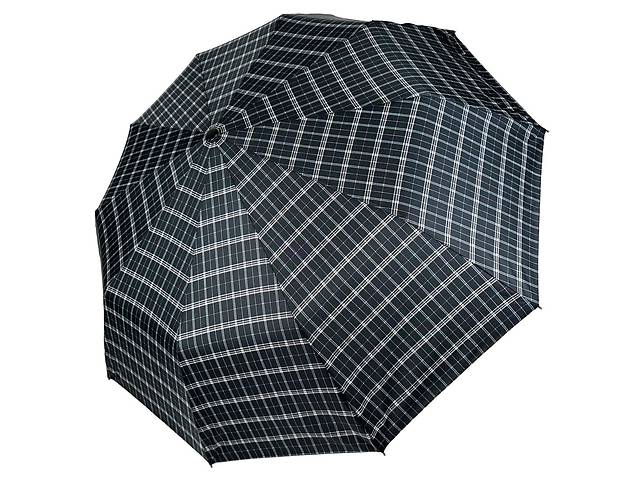 Стильный зонт полуавтомат в клетку от Bellissimo с черной ручкой М0532-4