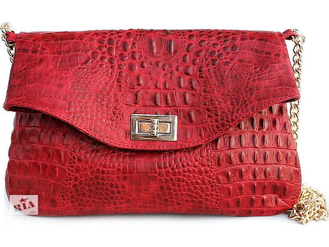 Сумка-клатч из кожи под крокодила POOLPARTY red-crocodile-clutch