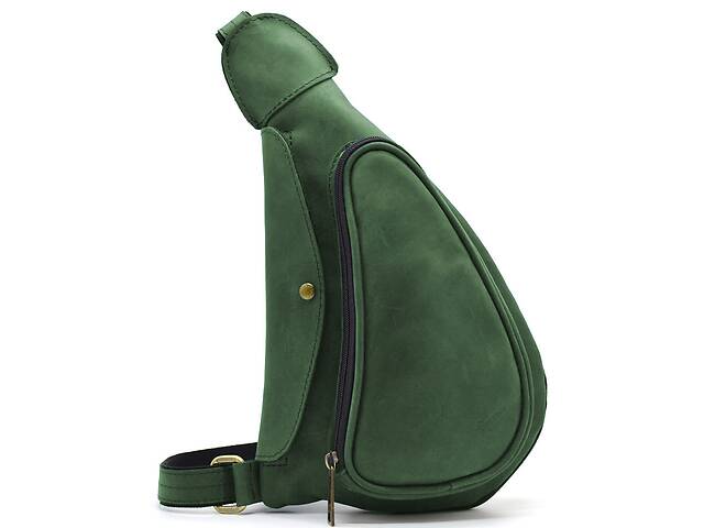 Сумка рюкзак слинг кожаная на одно плечо RE-3026-3md TARWA Зеленая