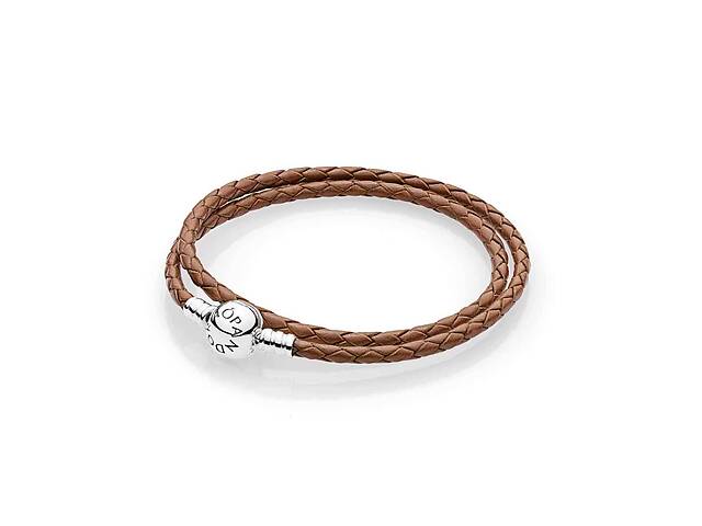Светло-коричневый кожаный браслет с серебряным замком Pandora 590745CBN-D 21