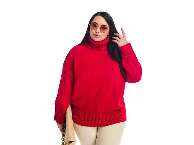 Вільний жіночий светр SVTR 4435 червоний 54-56