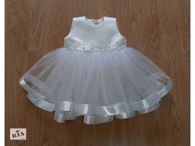 Праздничная белая пышное платье для самых маленьких, «Цветочек» модель № 103