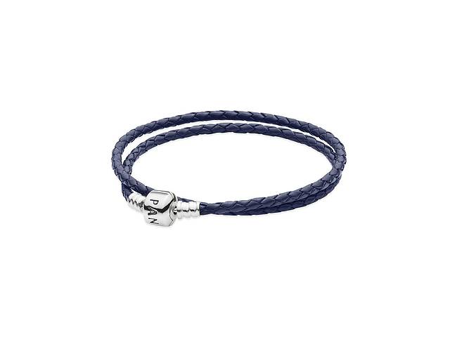 Синий кожаный браслет с серебряным замком Pandora Синий 590705CDB 23