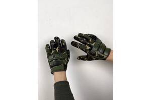 Тактические перчатки M-pact темно-зеленый камуфляж с зелеными накладками XL (1648394658/1)