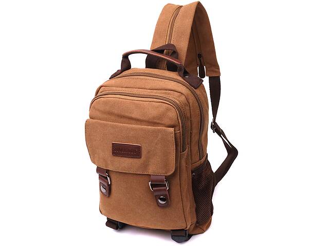 Текстильный рюкзак с уплотненной спинкой и отделением для планшета Vintage 22167 Коричневый