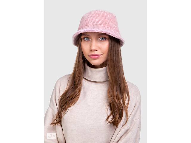 Теплая зимняя панама из микровельвета на флисе DeMari 990027 54-57см Розовый