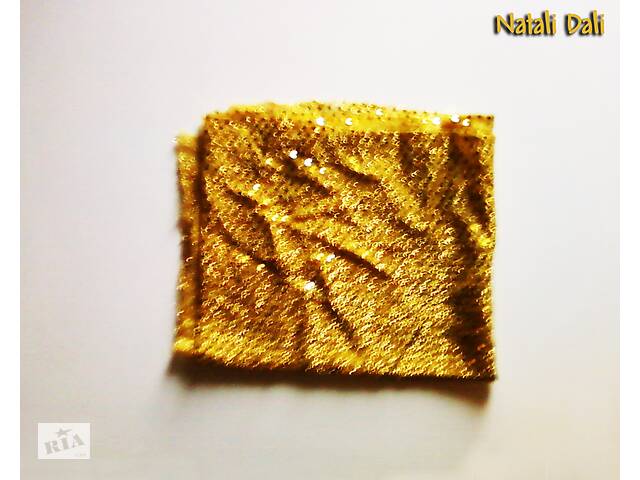 Ткань трикотаж-блестки ярко-желтая золота - отрез 50x110 см