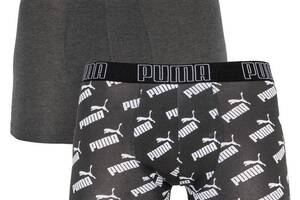 Трусы-боксеры Puma Big Logo AOP Boxer 2-pack dark S dark gray/white 501012001-200