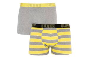 Трусы-боксеры Puma Bold Stripe Boxer 2-pack L Серый/Желтый 501001001-020