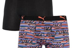 Трусы-боксеры Puma Logo AOP Boxer 2-pack black/orange/blue — 501003001-030 М Черный/Оранжевый/Синий