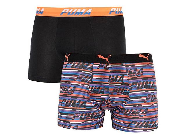 Трусы-боксеры Puma Logo AOP Boxer 2-pack black/orange/blue — 501003001-030 М Черный/Оранжевый/Синий