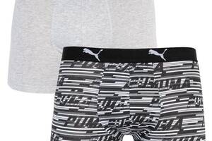 Трусы-боксеры Puma Logo AOP Boxer 2-pack L Серый/Белый/Черный 501003001-200